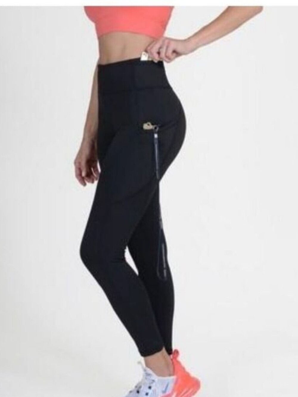 YELETE High Waist Solid Black Workout Leggings With Pockets Size Medium NWT